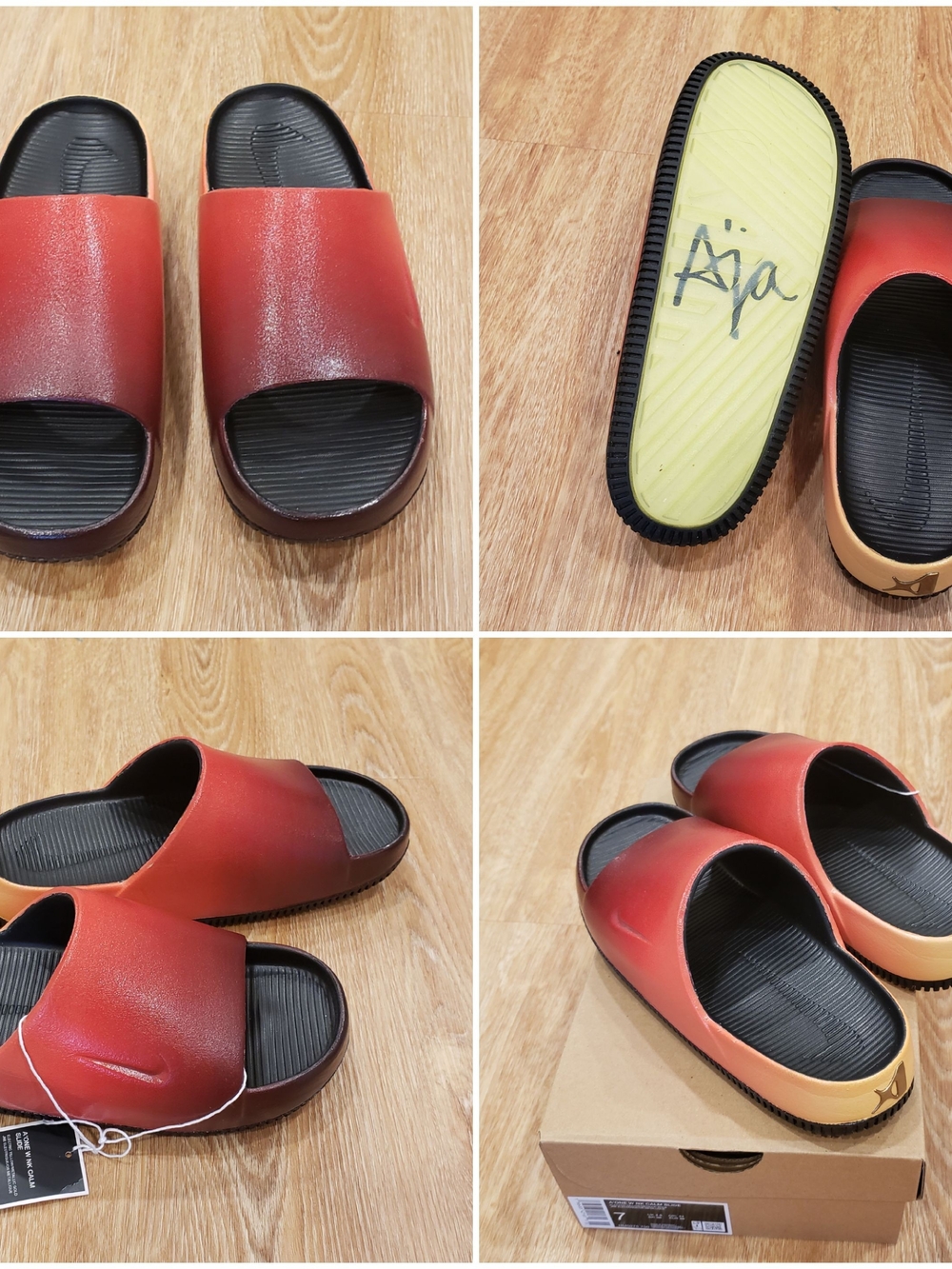 Women's Red Ombre Slide Sandals - Casual Comfort